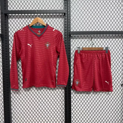 Camisa titular - Portugal 2026 (manga longa, copa do mundo) - infantil